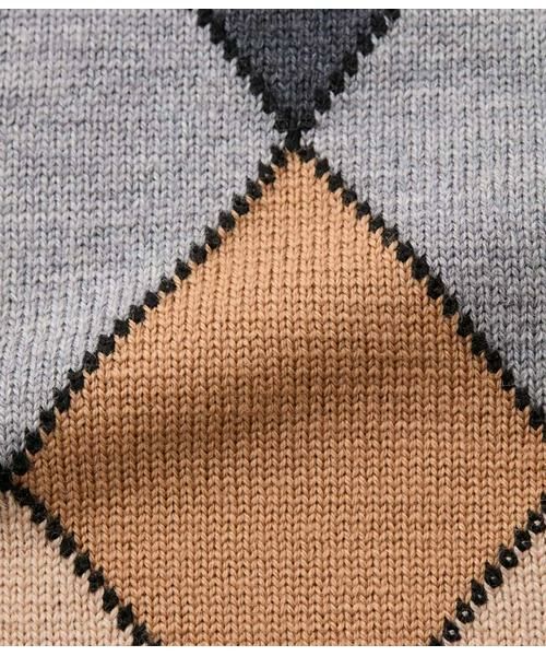 NEWYORKER L-SIZE / ニューヨーカー エルサイズ ニット・セーター | エクストラファインメリノウール モダンアーガイルハイネックプルオーバー | 詳細10