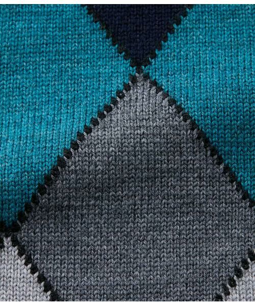 NEWYORKER L-SIZE / ニューヨーカー エルサイズ ニット・セーター | エクストラファインメリノウール モダンアーガイルハイネックプルオーバー | 詳細7
