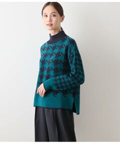 NEWYORKER L-SIZE / ニューヨーカー エルサイズ ニット・セーター | 千鳥柄ダブルジャカード ハイネックプルオーバー