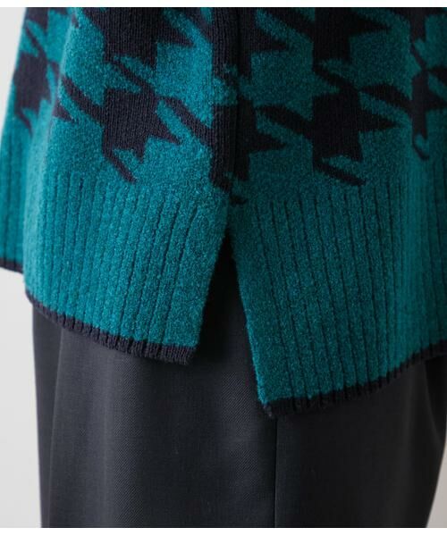 NEWYORKER L-SIZE / ニューヨーカー エルサイズ ニット・セーター | 千鳥柄ダブルジャカード ハイネックプルオーバー | 詳細3