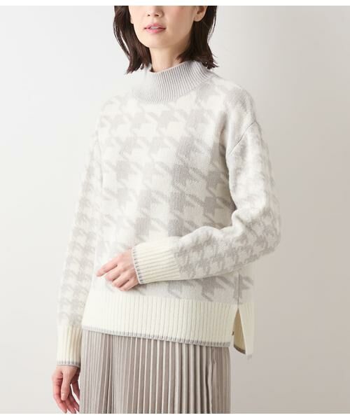 NEWYORKER L-SIZE / ニューヨーカー エルサイズ ニット・セーター | 千鳥柄ダブルジャカード ハイネックプルオーバー | 詳細6