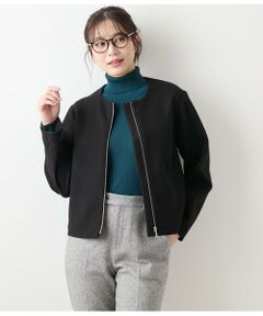 NEWYORKER L-SIZE / ニューヨーカー エルサイズ レザーブルゾン・ジャケット | ジャージーメルトン ノーカラーブルゾン