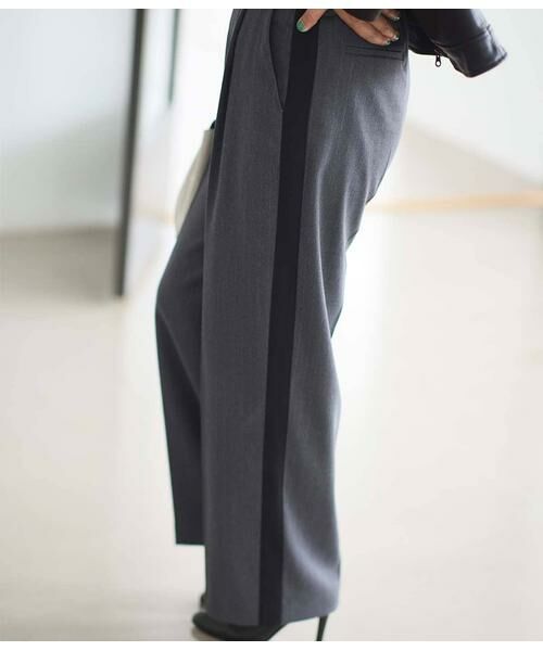 NEWYORKER L-SIZE / ニューヨーカー エルサイズ その他パンツ | デニム調メランジストライプ サイドラインタックパンツ | 詳細12