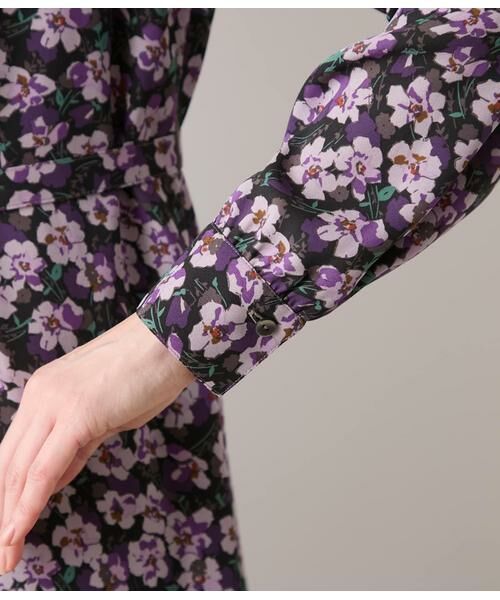 NEWYORKER L-SIZE / ニューヨーカー エルサイズ ミニ丈・ひざ丈ワンピース | ビオラフラワープリント ティアードギャザーロングワンピース | 詳細4