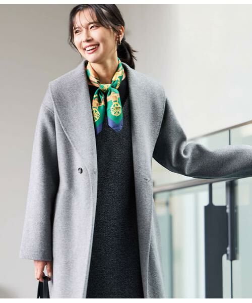 NEWYORKER L-SIZE / ニューヨーカー エルサイズ その他アウター | ウールナイロンリバー ショールカラーロングコート | 詳細16