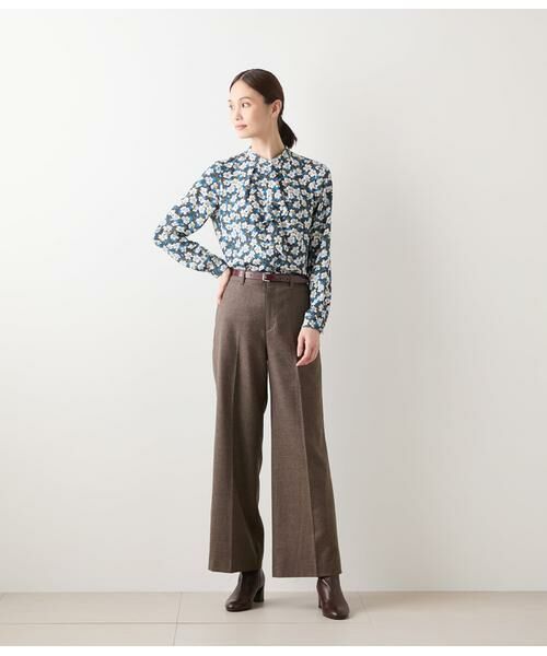 NEWYORKER L-SIZE / ニューヨーカー エルサイズ シャツ・ブラウス | ビオラフラワープリント フロントフリルブラウス | 詳細5