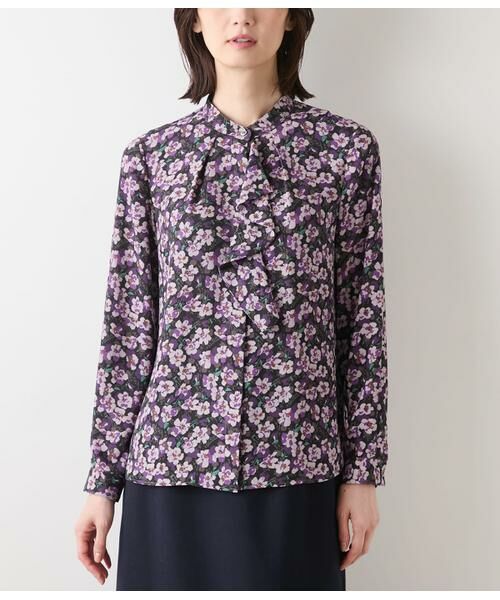NEWYORKER L-SIZE / ニューヨーカー エルサイズ シャツ・ブラウス | ビオラフラワープリント フロントフリルブラウス | 詳細9