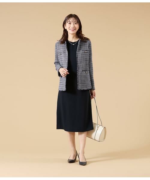 NEWYORKER L-SIZE / ニューヨーカー エルサイズ テーラードジャケット | ソフトミックスツィード ノーカラージャケット | 詳細11