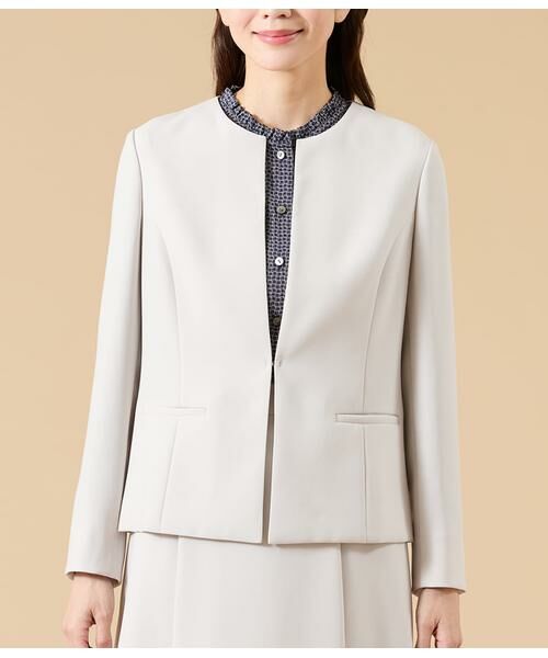 NEWYORKER L-SIZE / ニューヨーカー エルサイズ テーラードジャケット | シルキークロス ノーカラ―ジャケット | 詳細1