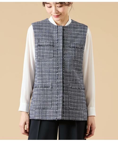 NEWYORKER L-SIZE / ニューヨーカー エルサイズ テーラードジャケット | ソフトミックスツィード ジレ | 詳細8