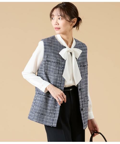 NEWYORKER L-SIZE / ニューヨーカー エルサイズ テーラードジャケット | ソフトミックスツィード ジレ（ネイビー）