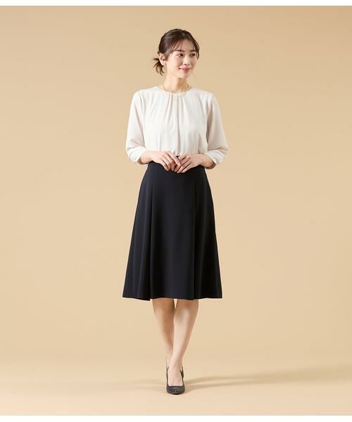 NEWYORKER L-SIZE / ニューヨーカー エルサイズ ミニ・ひざ丈スカート | シルキークロス タックフレアスカート | 詳細9