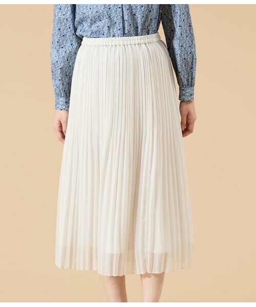 NEWYORKER L-SIZE / ニューヨーカー エルサイズ ミニ・ひざ丈スカート | シフォンジョーゼット プリーツスカート | 詳細1