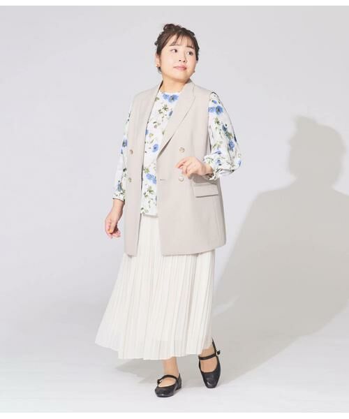 NEWYORKER L-SIZE / ニューヨーカー エルサイズ ミニ・ひざ丈スカート | シフォンジョーゼット プリーツスカート | 詳細11