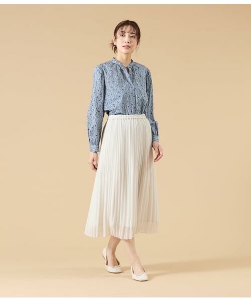 NEWYORKER L-SIZE / ニューヨーカー エルサイズ ミニ・ひざ丈スカート | シフォンジョーゼット プリーツスカート | 詳細3