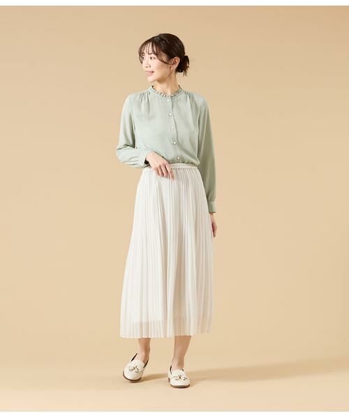 NEWYORKER L-SIZE / ニューヨーカー エルサイズ ミニ・ひざ丈スカート | シフォンジョーゼット プリーツスカート | 詳細5