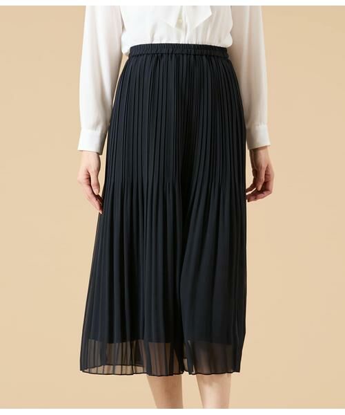 NEWYORKER L-SIZE / ニューヨーカー エルサイズ ミニ・ひざ丈スカート | シフォンジョーゼット プリーツスカート | 詳細7