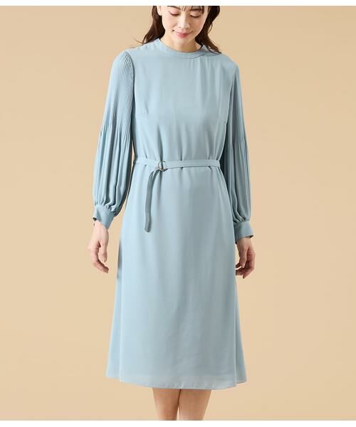 NEWYORKER L-SIZE / ニューヨーカー エルサイズ ミニ丈・ひざ丈ワンピース | ソフトジョーゼット 袖プリーツワンピース | 詳細1