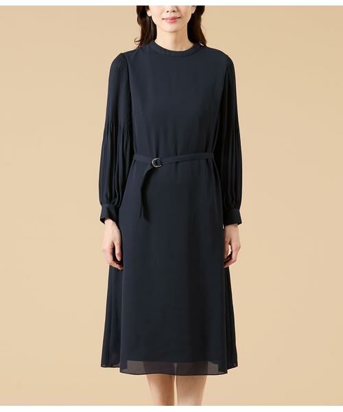 NEWYORKER L-SIZE / ニューヨーカー エルサイズ ミニ丈・ひざ丈ワンピース | ソフトジョーゼット 袖プリーツワンピース | 詳細8