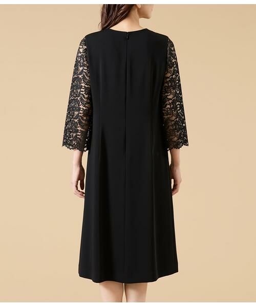 NEWYORKER L-SIZE / ニューヨーカー エルサイズ ミニ丈・ひざ丈ワンピース | サテン&ラッセルレース コンビワンピース | 詳細2