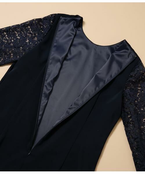 NEWYORKER L-SIZE / ニューヨーカー エルサイズ ミニ丈・ひざ丈ワンピース | サテン&ラッセルレース コンビワンピース | 詳細6