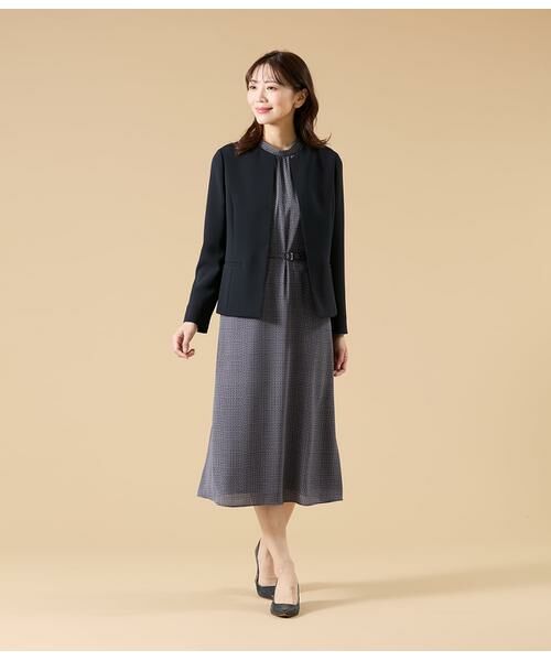 NEWYORKER L-SIZE / ニューヨーカー エルサイズ ミニ丈・ひざ丈ワンピース | ジオメトリックプリント スタンドギャザーワンピース | 詳細15