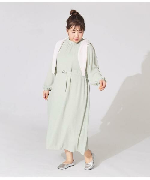 NEWYORKER L-SIZE / ニューヨーカー エルサイズ ミニ丈・ひざ丈ワンピース | ジオメトリックプリント スタンドギャザーワンピース | 詳細20