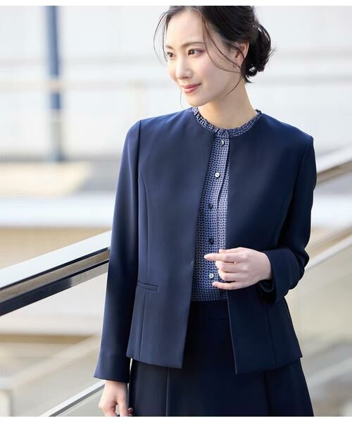 NEWYORKER L-SIZE / ニューヨーカー エルサイズ シャツ・ブラウス | ジオメトリックプリント スタンドフリルブラウス | 詳細10