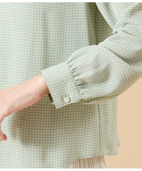 NEWYORKER L-SIZE / ニューヨーカー エルサイズ シャツ・ブラウス | ジオメトリックプリント スタンドフリルブラウス | 詳細3