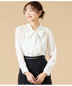 NEWYORKER L-SIZE / ニューヨーカー エルサイズ シャツ・ブラウス | ライトデシン 長袖ボウタイブラウス