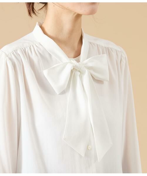 NEWYORKER L-SIZE / ニューヨーカー エルサイズ シャツ・ブラウス | ライトデシン 長袖ボウタイブラウス | 詳細3