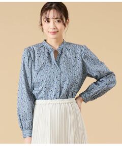 NEWYORKER L-SIZE / ニューヨーカー エルサイズ シャツ・ブラウス | リバティ アバサン・スポット スタンドカラーリボンブラウス