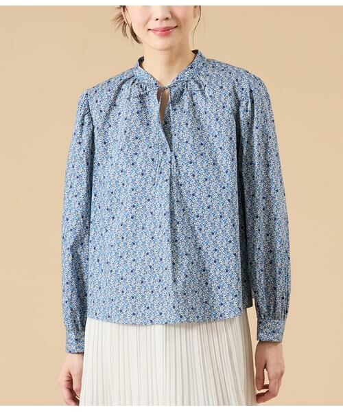 NEWYORKER L-SIZE / ニューヨーカー エルサイズ シャツ・ブラウス | リバティ アバサン・スポット スタンドカラーリボンブラウス | 詳細1
