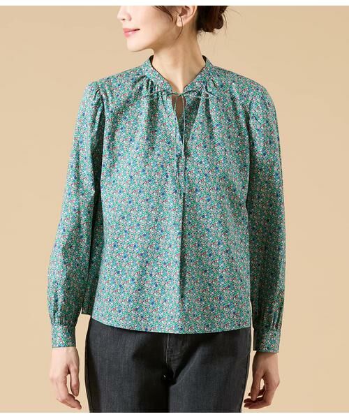 NEWYORKER L-SIZE / ニューヨーカー エルサイズ シャツ・ブラウス | リバティ アバサン・スポット スタンドカラーリボンブラウス | 詳細7