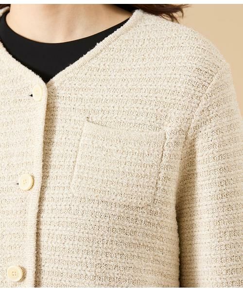 NEWYORKER L-SIZE / ニューヨーカー エルサイズ ニット・セーター | ツィーディーラメ ノーカラーニットジャケット | 詳細3