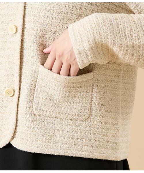 NEWYORKER L-SIZE / ニューヨーカー エルサイズ ニット・セーター | ツィーディーラメ ノーカラーニットジャケット | 詳細5