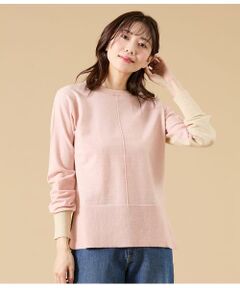 NEWYORKER L-SIZE / ニューヨーカー エルサイズ ニット・セーター | ウール天竺 バイカラーニットプルオーバー