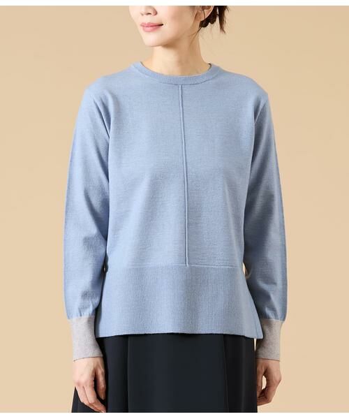 NEWYORKER L-SIZE / ニューヨーカー エルサイズ ニット・セーター | ウール天竺 バイカラーニットプルオーバー | 詳細1