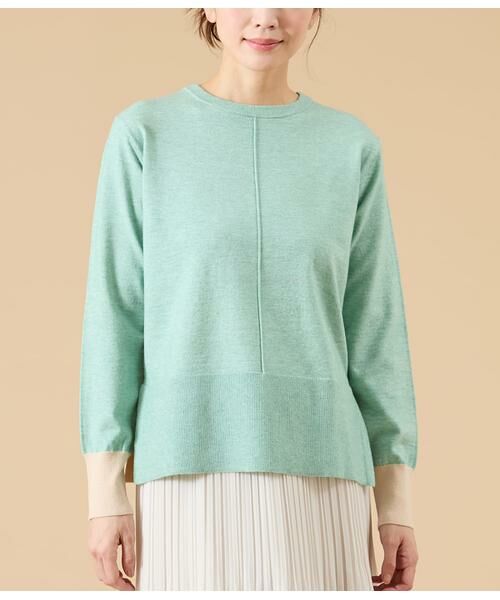 NEWYORKER L-SIZE / ニューヨーカー エルサイズ ニット・セーター | ウール天竺 バイカラーニットプルオーバー | 詳細14