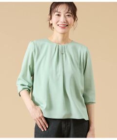 NEWYORKER L-SIZE / ニューヨーカー エルサイズ カットソー | TR天竺＆ストレッチデシン ドッキングブラウス