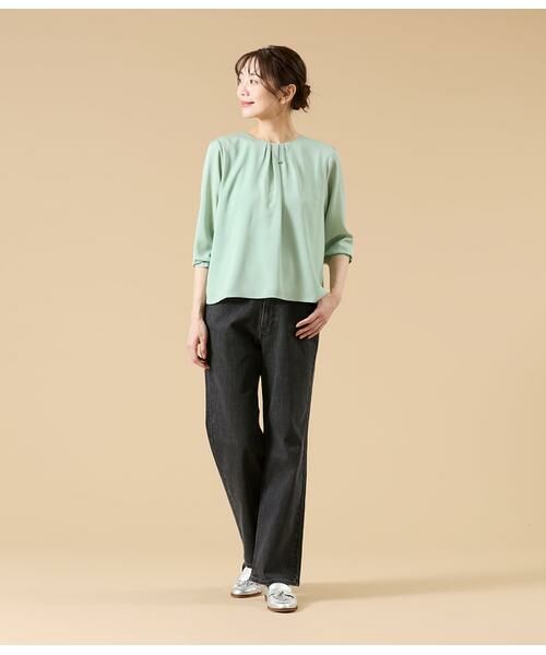 NEWYORKER L-SIZE / ニューヨーカー エルサイズ カットソー | TR天竺&ストレッチデシン ドッキングブラウス | 詳細5