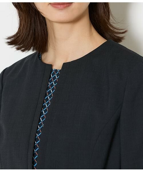 NEWYORKER L-SIZE / ニューヨーカー エルサイズ テーラードジャケット | ウールピンヘッド 1ホックノーカラージャケット | 詳細3