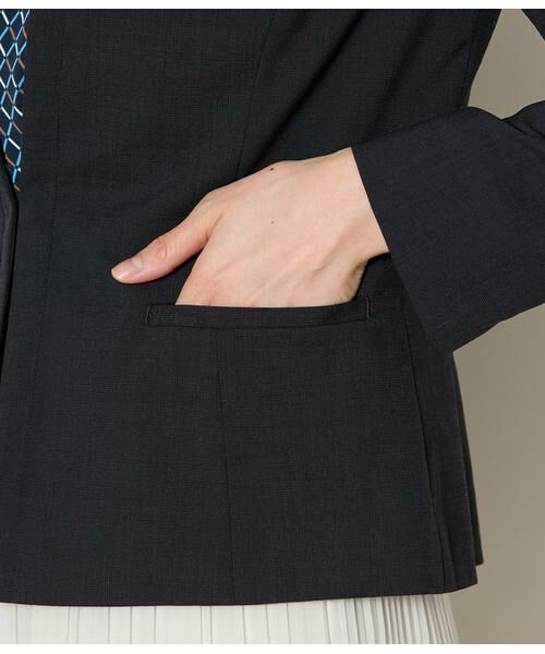 NEWYORKER L-SIZE / ニューヨーカー エルサイズ テーラードジャケット | ウールピンヘッド 1ホックノーカラージャケット | 詳細5