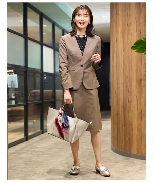 NEWYORKER L-SIZE / ニューヨーカー エルサイズ テーラードジャケット | ウールピンヘッド 1釦カラーレスジャケット | 詳細12