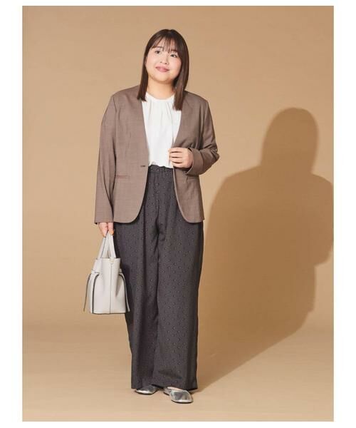 NEWYORKER L-SIZE / ニューヨーカー エルサイズ テーラードジャケット | ウールピンヘッド 1釦カラーレスジャケット | 詳細14