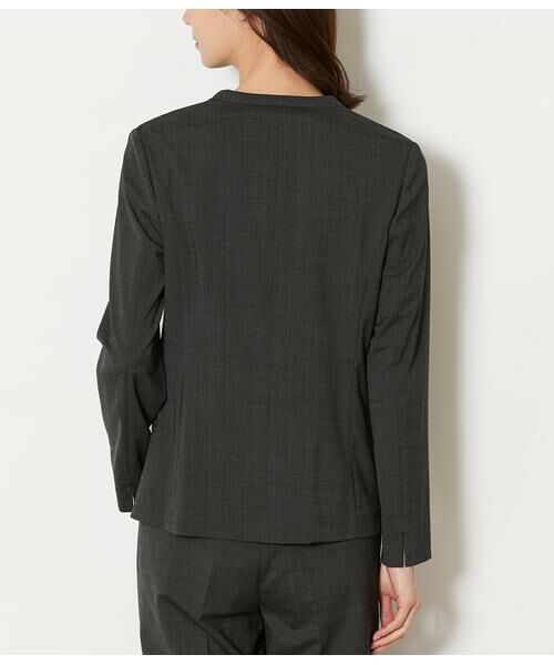NEWYORKER L-SIZE / ニューヨーカー エルサイズ テーラードジャケット | ウールピンヘッド 1釦カラーレスジャケット | 詳細2