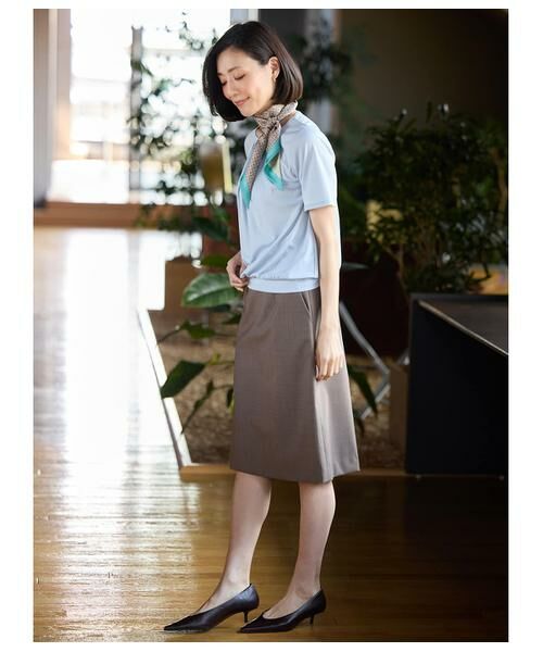 NEWYORKER L-SIZE / ニューヨーカー エルサイズ ミニ・ひざ丈スカート | ウールピンヘッド Aラインスカート | 詳細22