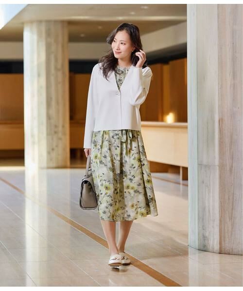 NEWYORKER L-SIZE / ニューヨーカー エルサイズ ミニ丈・ひざ丈ワンピース | ルミナスフラワープリント フロントタックワンピース | 詳細16