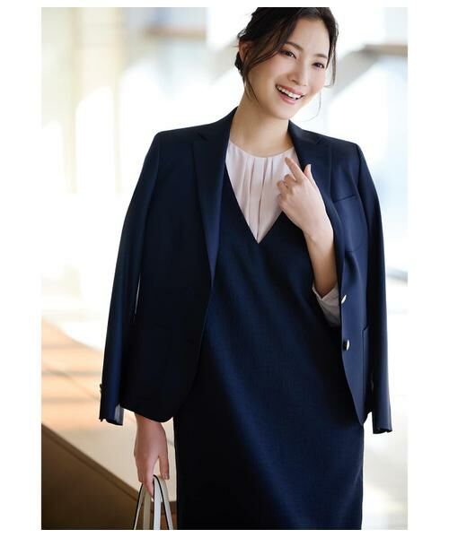 NEWYORKER L-SIZE / ニューヨーカー エルサイズ ミニ丈・ひざ丈ワンピース | ソフトブッチャー Vネックジャンパースカート | 詳細15