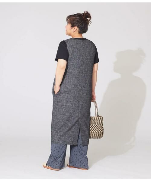 NEWYORKER L-SIZE / ニューヨーカー エルサイズ ミニ丈・ひざ丈ワンピース | ソフトブッチャー Vネックジャンパースカート | 詳細19